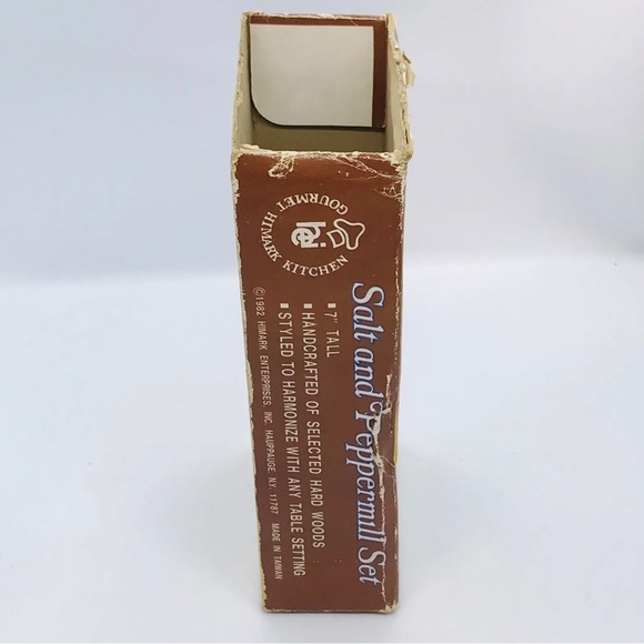 Vintage 1982 Himark Wooden Salt Shaker and Peppermill Set 7" Tall w/Box Taiwan - Picture 8 of 12